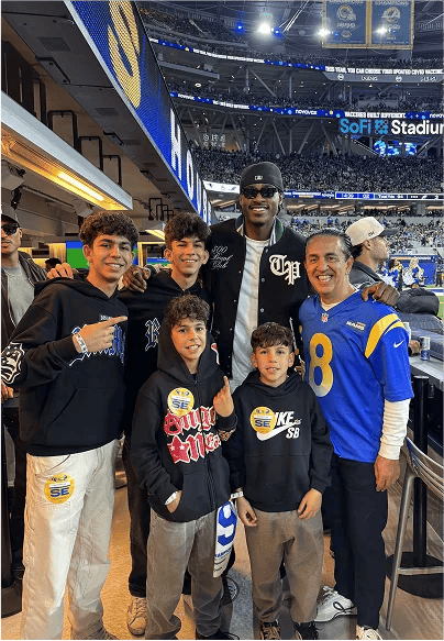 Jacob Emrani and young Rams fans at SoFi Stadium