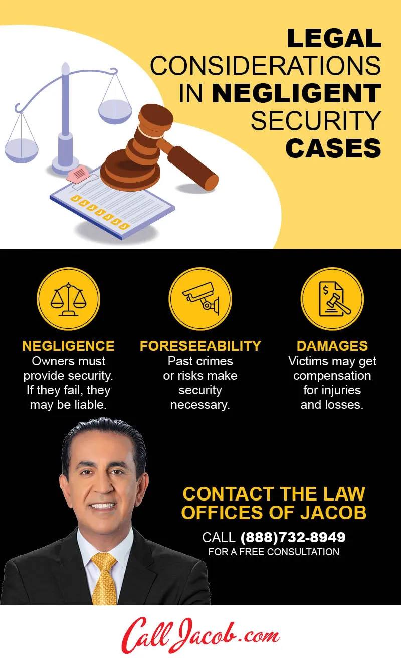 Legal Consideration in Negligent Security Cases Infographic
