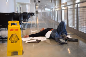 Hombre Caído en Piso Mojado - Responsabilidad de Locales