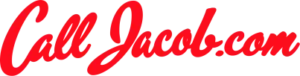 Red cursive text on a transparent background reads "Call Jacob.com" with "Call" and ".com" in smaller letters and "Jacob" prominently in the center.