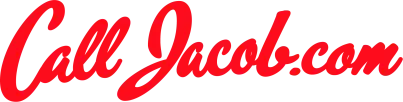Red cursive text on a transparent background reads "Call Jacob.com" with "Call" and ".com" in smaller letters and "Jacob" prominently in the center.