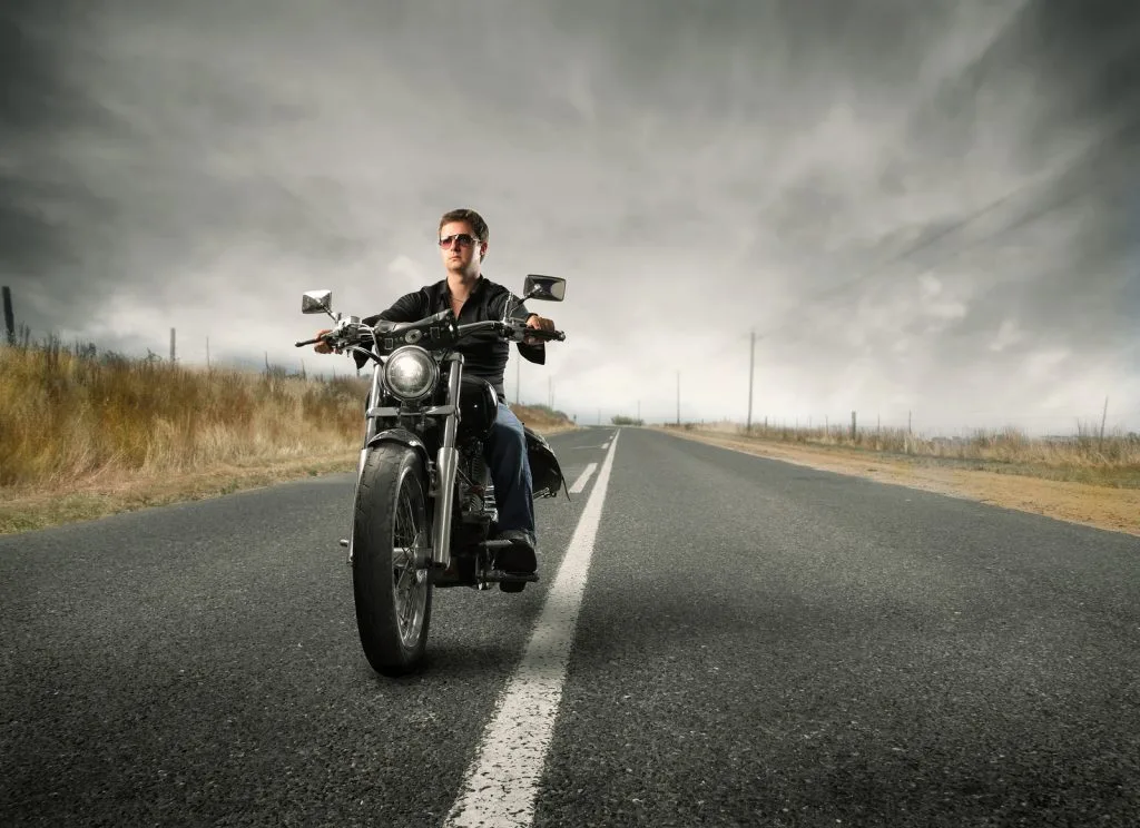 motorcycle rider in open lanes