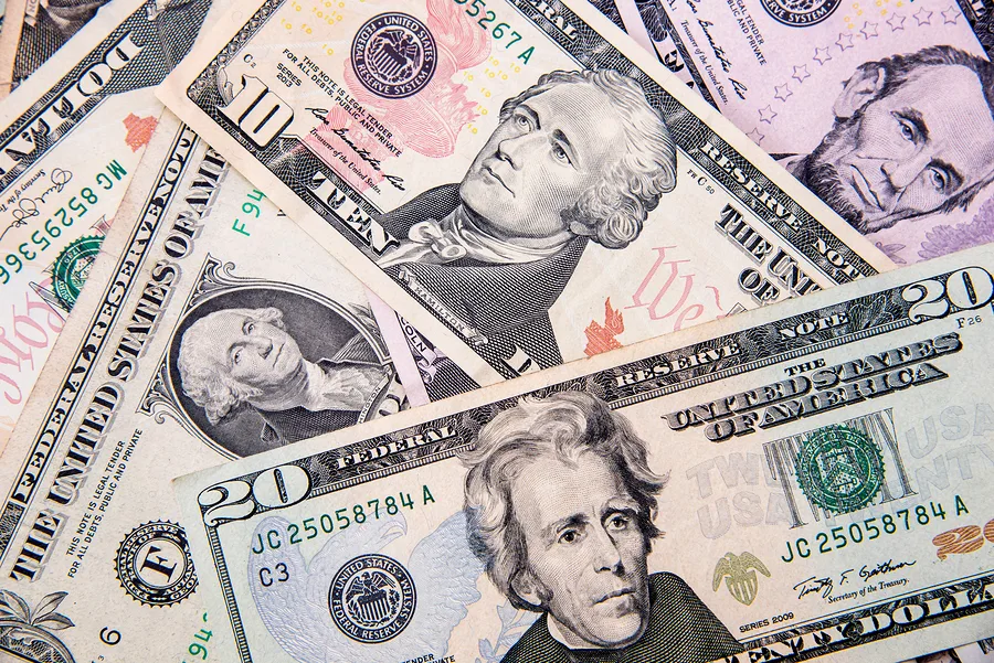 A lot of cash US dollars assorted bills