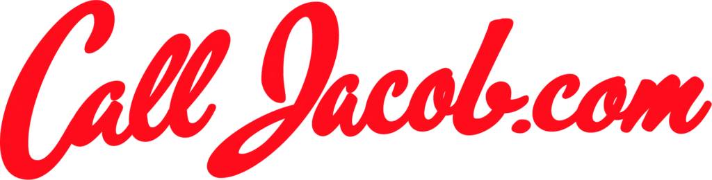Red cursive text reads "Call Jacob.com" on a white background, highlighting trusted lawyers you can rely on after car accidents.