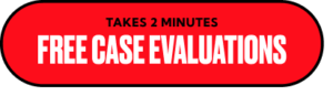 A red oval button with black text at the top reading "TAKES 2 MINUTES" and large white text in the center reading "FREE CASE EVALUATIONS.