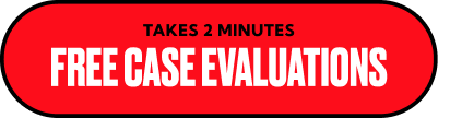 A red oval button with black text at the top reading "TAKES 2 MINUTES" and large white text in the center reading "FREE CASE EVALUATIONS.