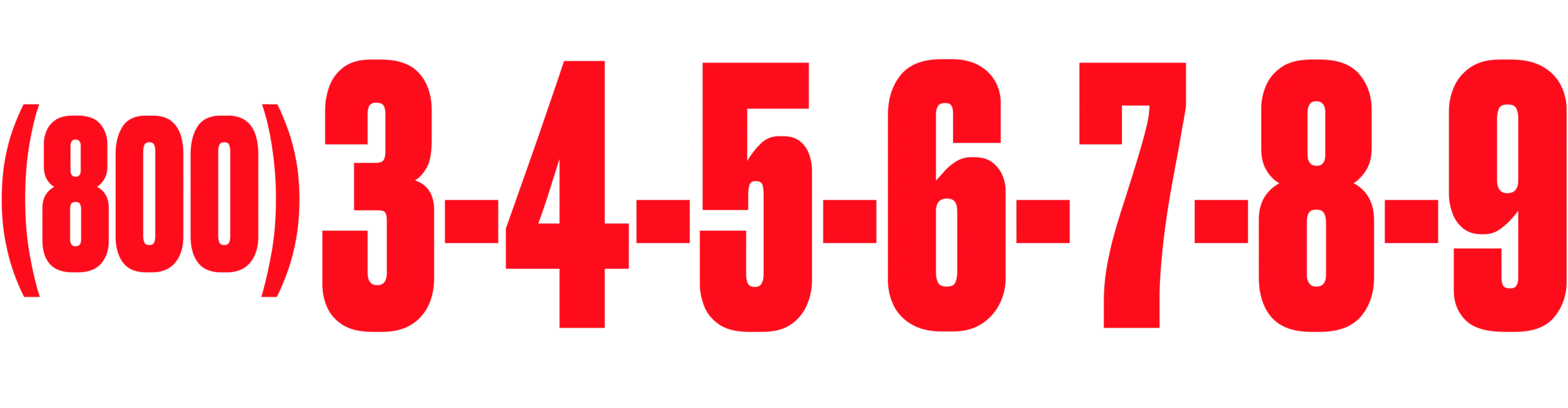 Bold red text displays "(800) 3-4-5-6-7-8-9" on a white background.