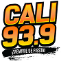 Logo with bold yellow and orange text reading "CALI 93.9" above a black banner that says "¡SIEMPRE DE FIESTA!" in white letters.