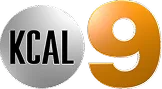 The image shows the KCAL 9 logo, featuring the letters "KCAL" in black on a silver-gray circle next to a large, orange number 9.