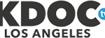 KDOC TV Los Angeles logo with bold black letters "KDOC" and a small blue circle containing "tv" next to it, above the text "LOS ANGELES" in black.