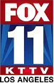 Logo for FOX 11 KTTV Los Angeles, featuring the FOX logo at the top, the number 11 in large white numbers in the center, and "KTTV" and "Los Angeles" in white text on a red and white background at the bottom.